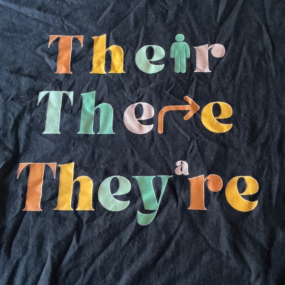 Black T-Shirt with Colorful Vocabulary Text - Picture 3 of 4
